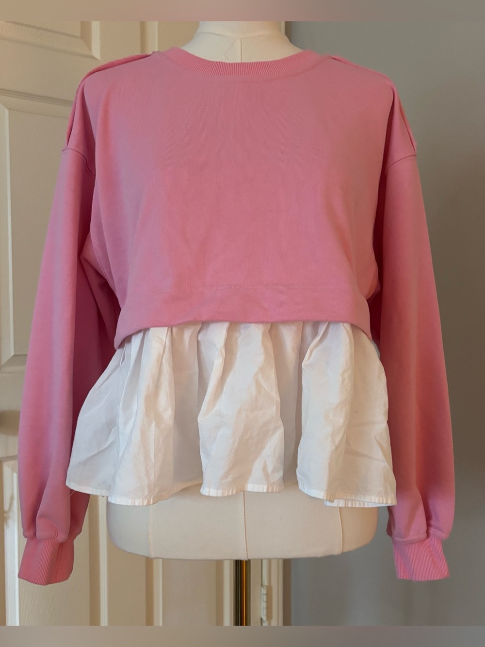 Alter’d State Pink Layered Ruffle Hem Sweatshirt Top XS